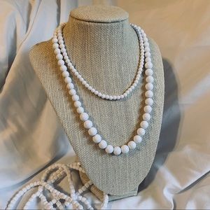 White Graduated Bead Necklace